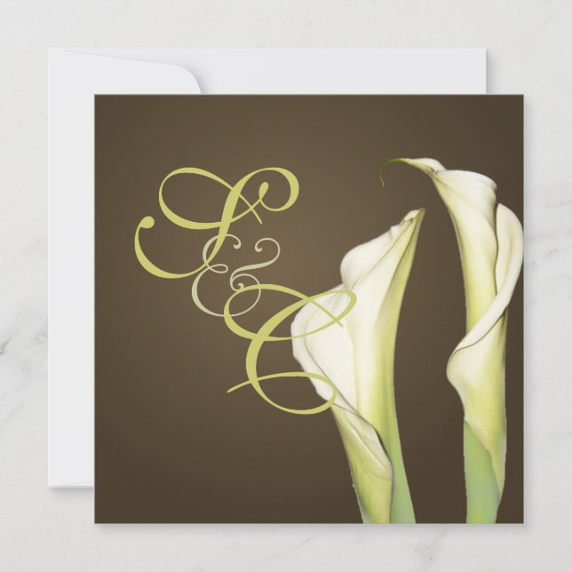 Calla lilies on coffee wedding Invitations (Front)
