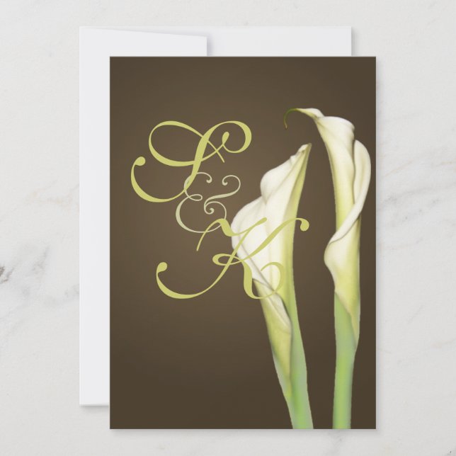 Calla lilies on coffee wedding Invitations (Front)