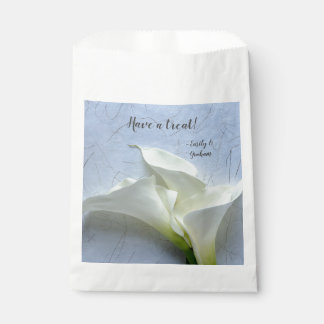 Calla lilies on decorative background favour bag