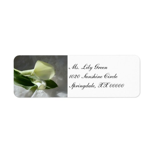 Calla Lilies on White Lace Return Address Label