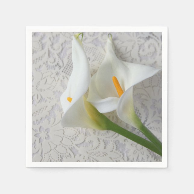 Calla lilies on white textures napkin (Front)