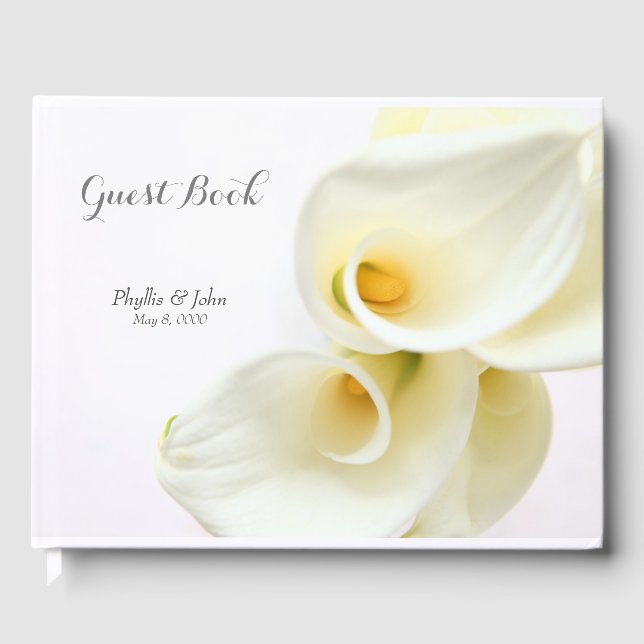 Calla lilies overhead closeup guest book (Front)