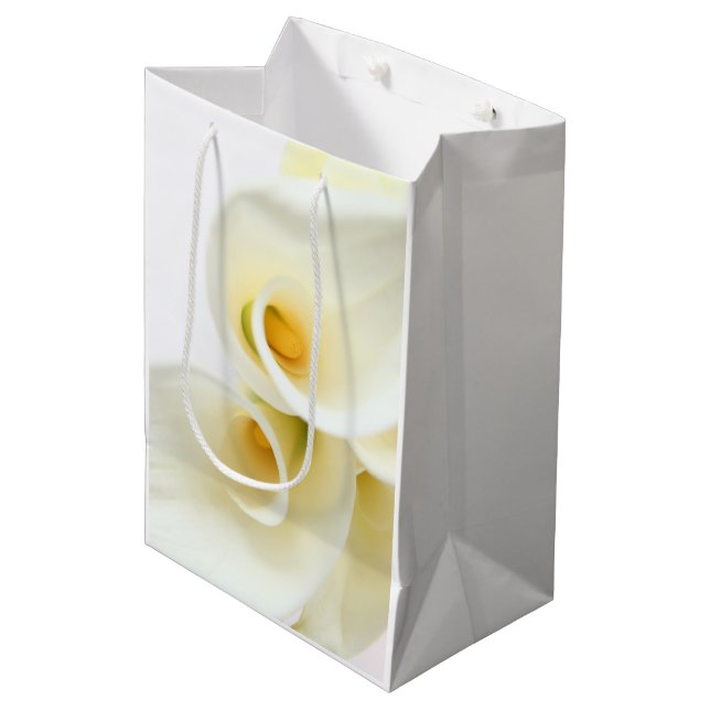 Calla lilies overhead closeup medium gift bag (Front Angled)