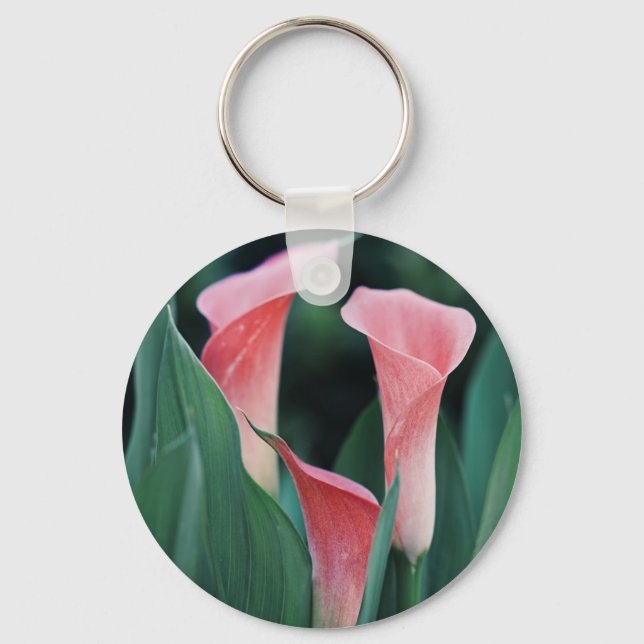 Calla Lilies Pink Flowers Key Ring (Front)