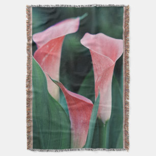 Calla Lilies Pink Flowers Throw Blanket