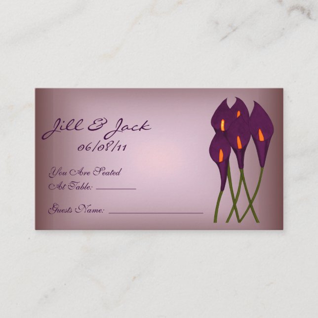 Calla Lilies (Purple) Seating Cards (Front)