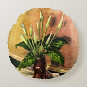 Calla lilies round cushion