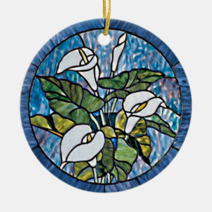 Calla Lilies Stain Glass Look Ceramic Ornament