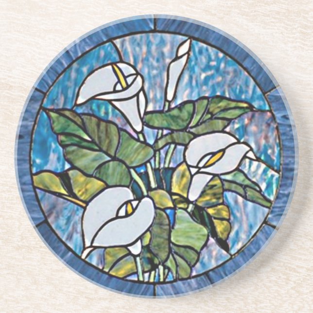 Calla Lilies Stain Glass Look Coaster (Front)