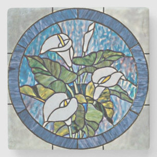 Calla Lilies Stain Glass Look Stone Coaster