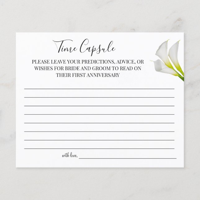 Calla Lilies Time Capsule wedding anniversary card (Front)