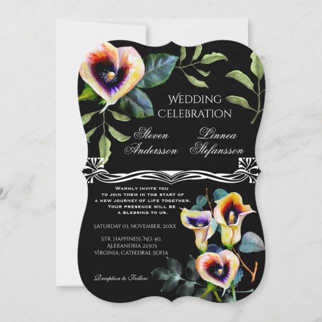 Calla Lilies Victorian Floral Bouquet Blossom  Invitation (Front)