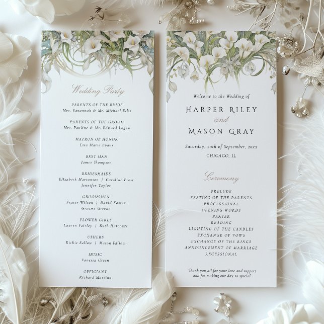 Calla Lilies Wedding Program Pastel Colours (Creator Uploaded)