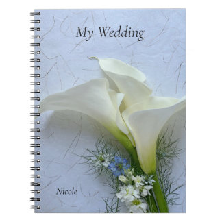 Calla lilies with nigella and stock flowers notebook