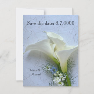 Calla lilies with nigella and stock flowers  save the date