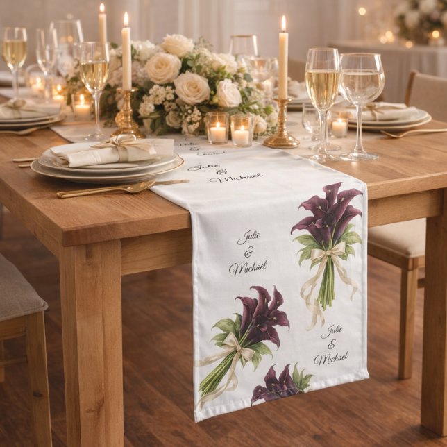 Calla Lillies Wreath Wedding Decor Newlyweds Long Table Runner (Creator Uploaded)
