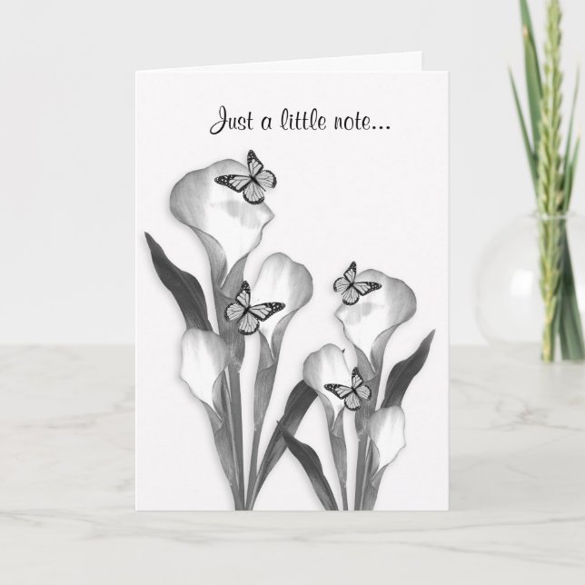 Calla lily and butterflies pencil sketch card (Front)