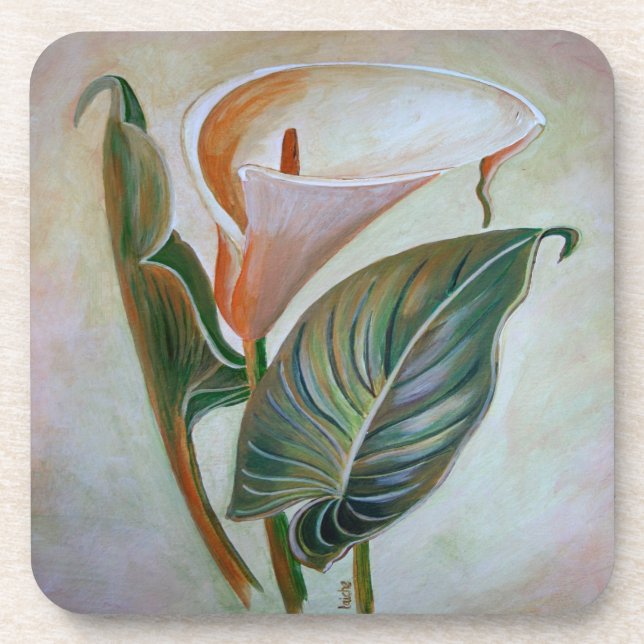 Calla Lily Beautiful Botanical Art Coaster (Front)