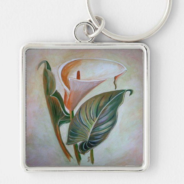 Calla Lily Beautiful Botanical Art Key Ring (Front)