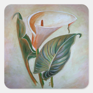 Calla Lily Beautiful Botanical Art Square Sticker