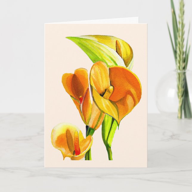 Calla lily blossom watercolor floral card (Front)