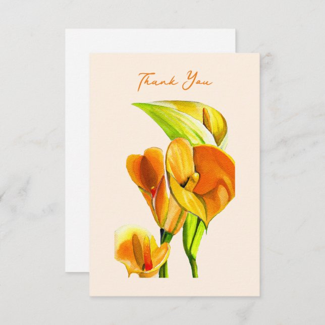 Calla lily blossom watercolor floral card (Front/Back)