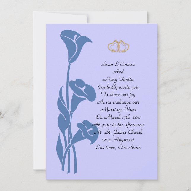 Calla Lily Blue Invitation (Front)