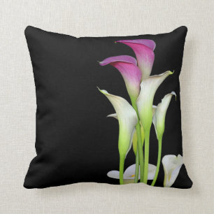 Calla Lily Bouquet Black Cushion