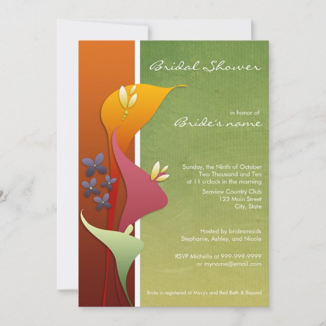 Calla Lily Bridal Shower Invitations (Front)