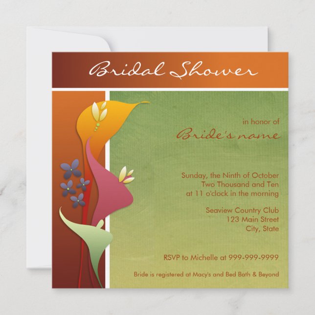 Calla Lily Bridal Shower Invitations (Front)