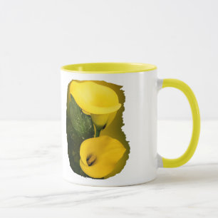 Calla Lily Bright Yellow Leaves Bokeh Mug