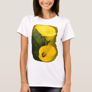 Calla Lily Bright Yellow Leaves Bokeh T-Shirt