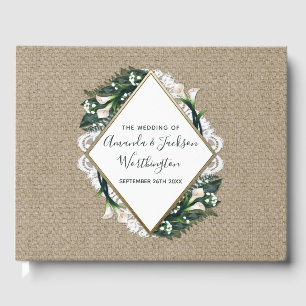 Calla Lily Burlap and Lace Wedding Guest Book