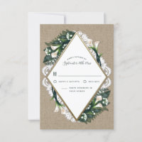 Calla Lily Burlap and Lace Wedding RSVP Cards