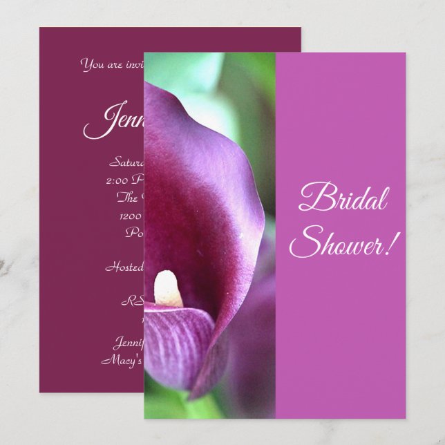 Calla Lily Custom Bridal Shower Invitation (Front/Back)
