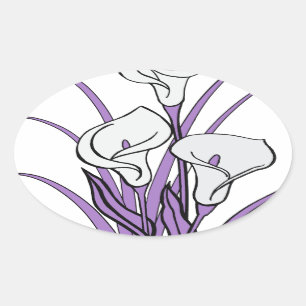Calla Lily Design Oval Sticker