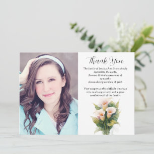 Calla Lily Floral Funeral Death Thank you Invitation