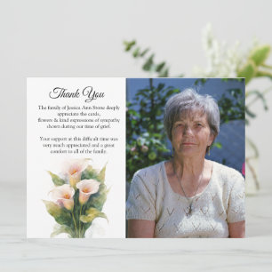 Calla Lily Floral Funeral Death Thank you  Invitation