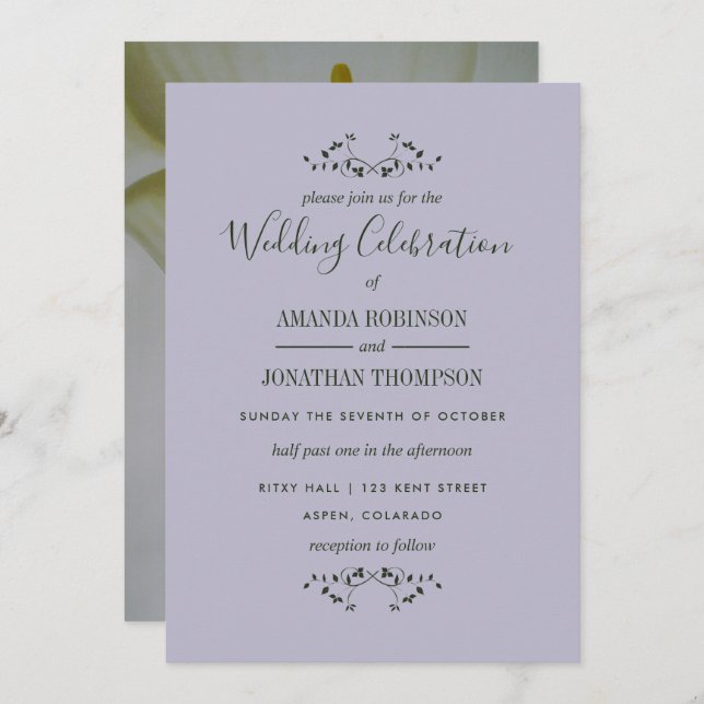 Calla Lily Floral Wedding Invitation (Front/Back)