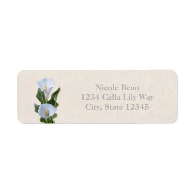 Calla Lily Flowers Floral Elegant Bridal Shower Return Address Label (Front)