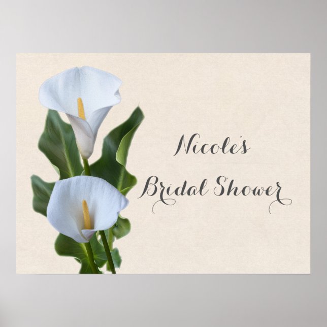Calla Lily Flowers Floral Elegant Bridal Wedding Poster (Front)