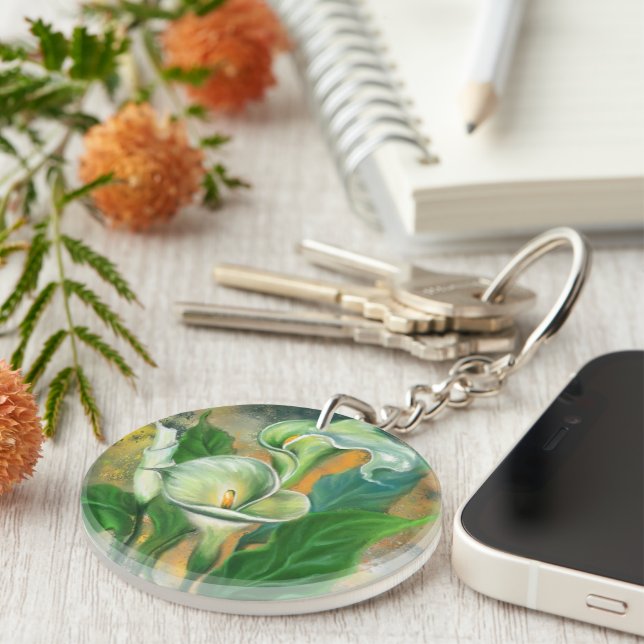 Calla Lily Flowers Keychain (Front Right)