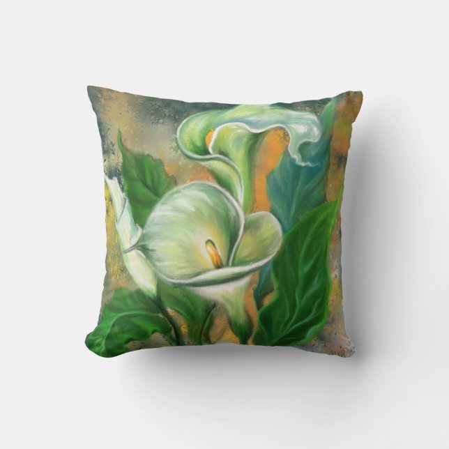 Calla Lily Flowers Throw Pillow (Front)