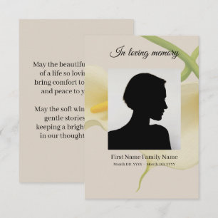 Calla lily funeral prayer card