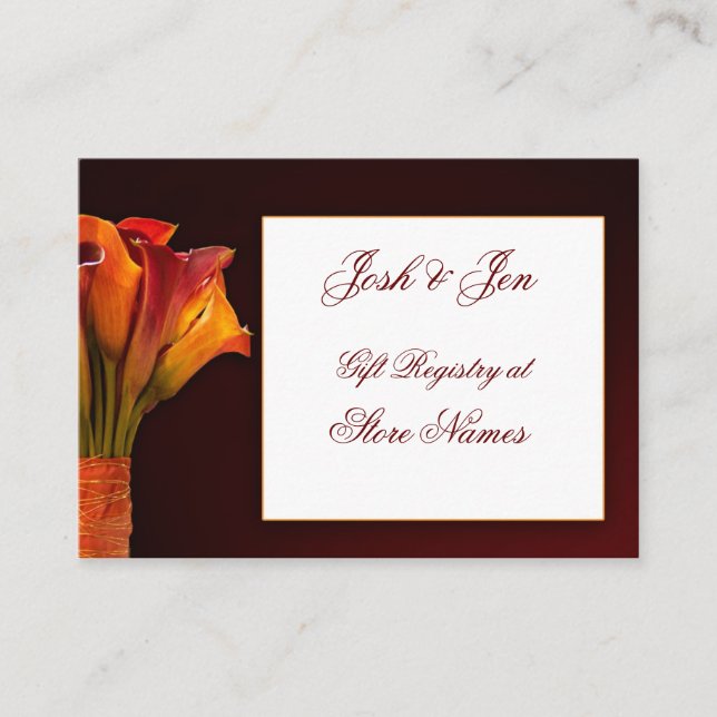 Calla lily gift registry wedding card (Front)
