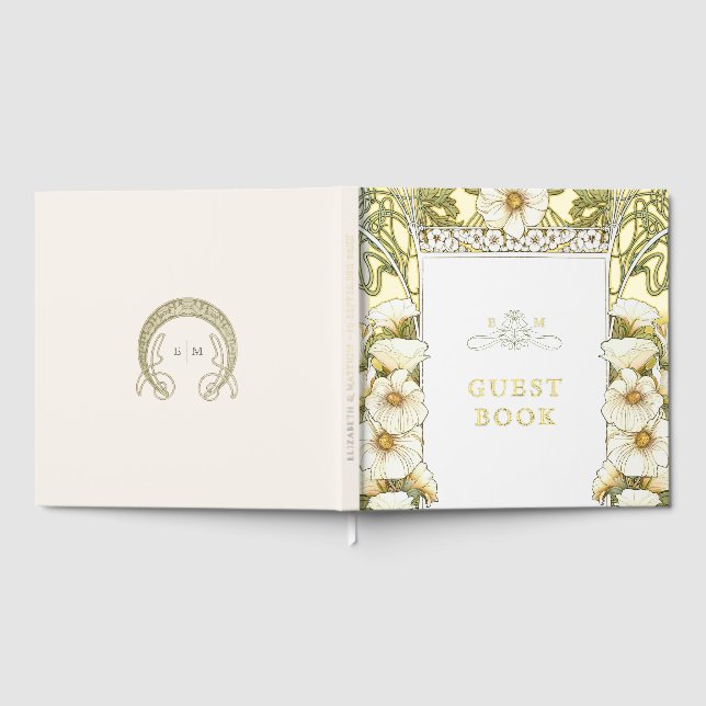 Calla Lily Gold Wedding Art Nouveau Guest Book (Full)