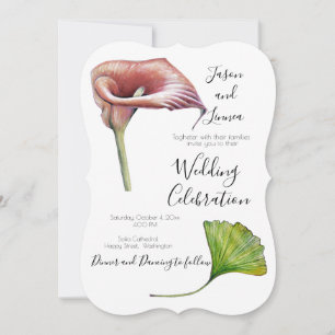 Calla Lily Greenery Minimalist Elegant Invitation