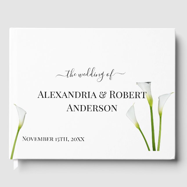 Calla Lily Greenery Wedding Guest Book (Front)