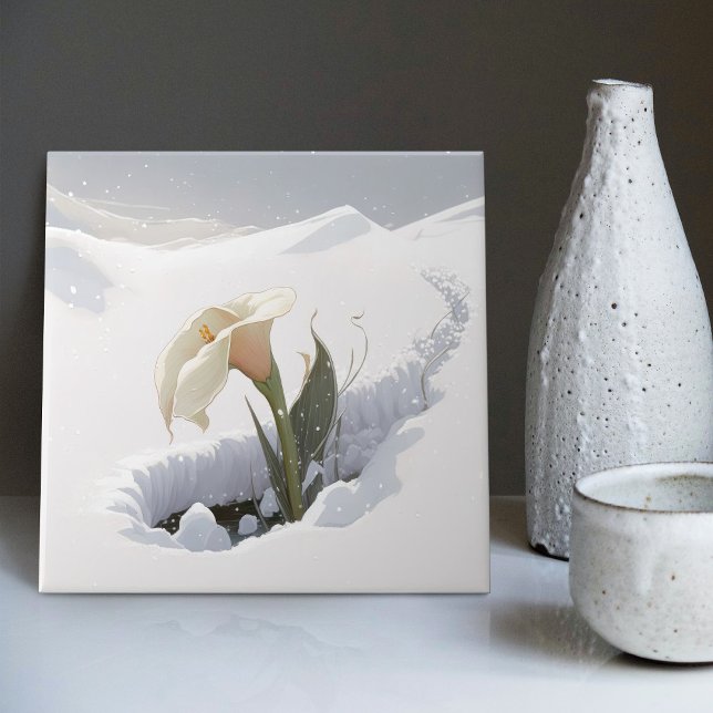Calla Lily in the Mountain Breaking Through Snow  Ceramic Tile (Creator Uploaded)