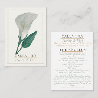 Calla Lily Marian Garden Holy Prayer Card | Purity